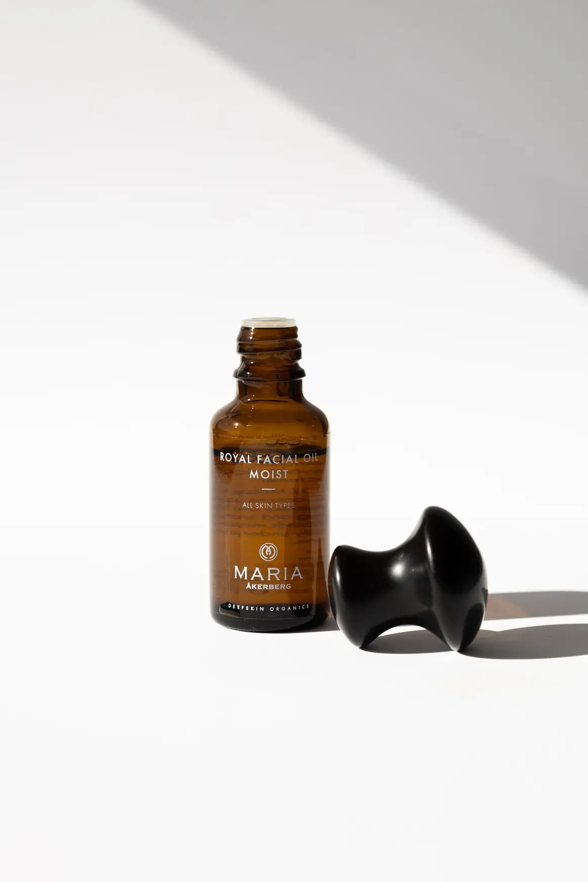 nsiktsolja Royal Facial Oil Moist med ekologiska oljor och Face Mushroom massageverktyg i svart jadesten för mikrocirkulation och avsvällande massage